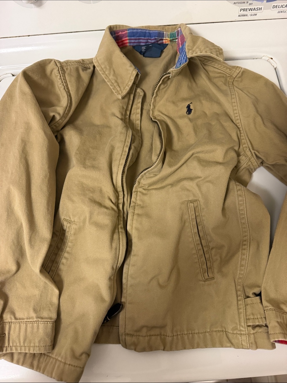 Polo by Ralph Lauren Tan Cotton Zip Jacket with Navy Pony